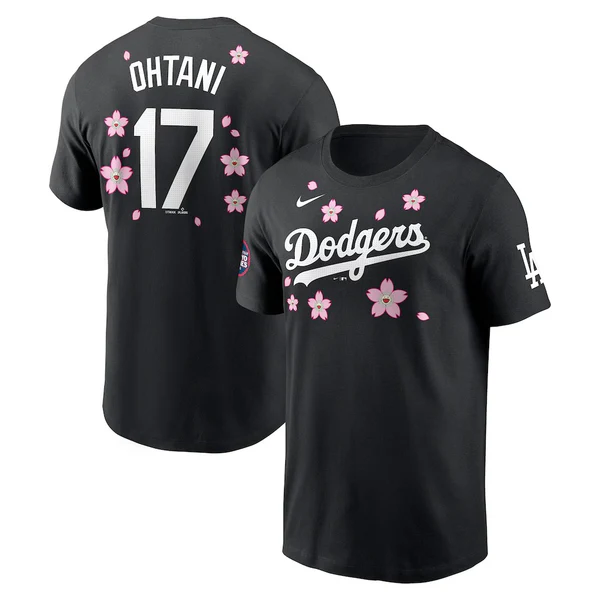Men Los Angeles Dodgers 17 Ohtani black MLB 2025 T shirt